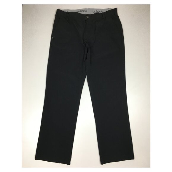 ADIDAS Black Gray Logo Silicone Rubber Grip Waistband Logo Hardware Pant